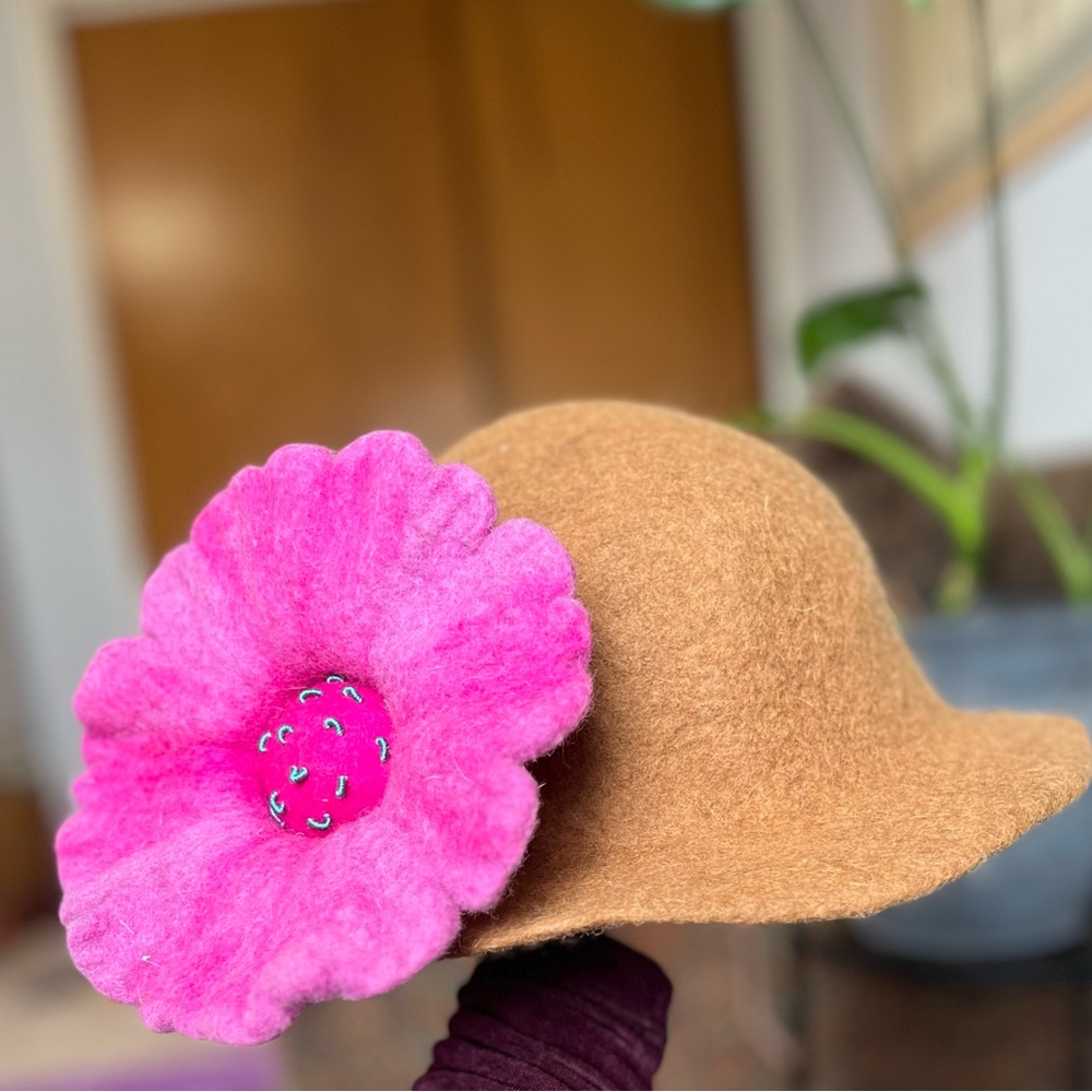 Felt Flower Bowler Hat